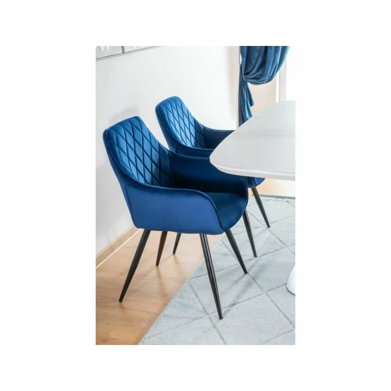 Chair with armrests Linea with blue velvet 57 x 58 x 87cm