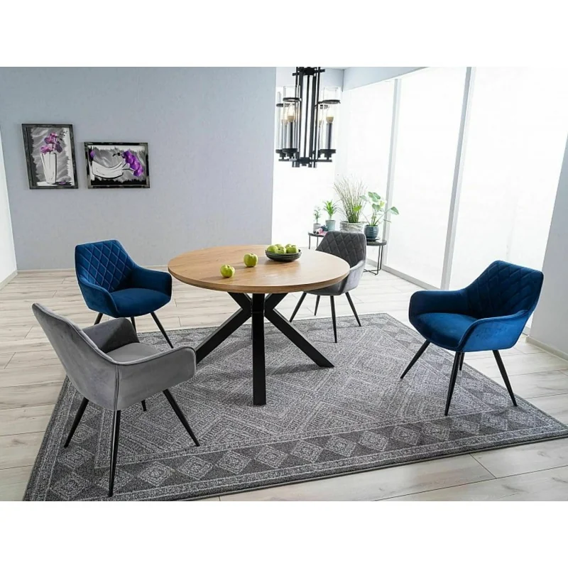 Chair with armrests Linea with blue velvet 57 x 58 x 87cm