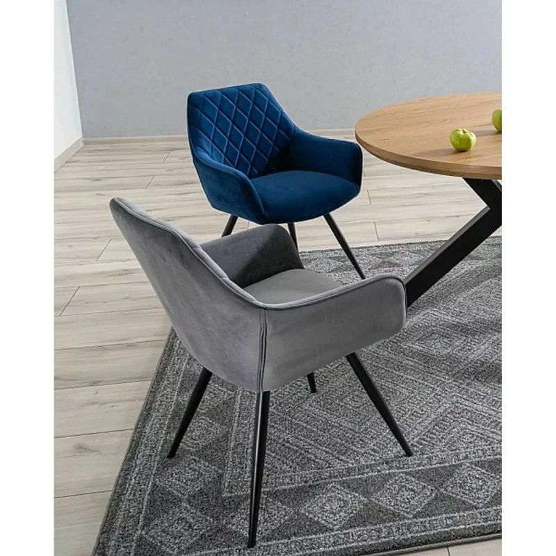 Chair with armrests Linea with blue velvet 57 x 58 x 87cm