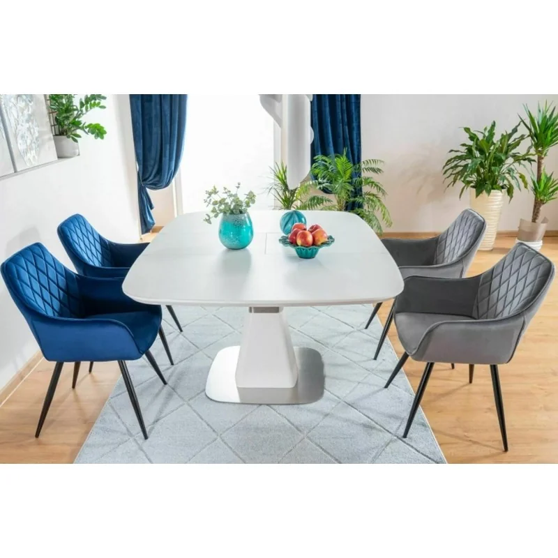 Καρέκλα με μπράτσα Linea σε μπλέ βελούδο 57 x 58 x 87cm