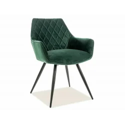 Chair with armrests Linea with green velvet 57 x 58 x 87cm
