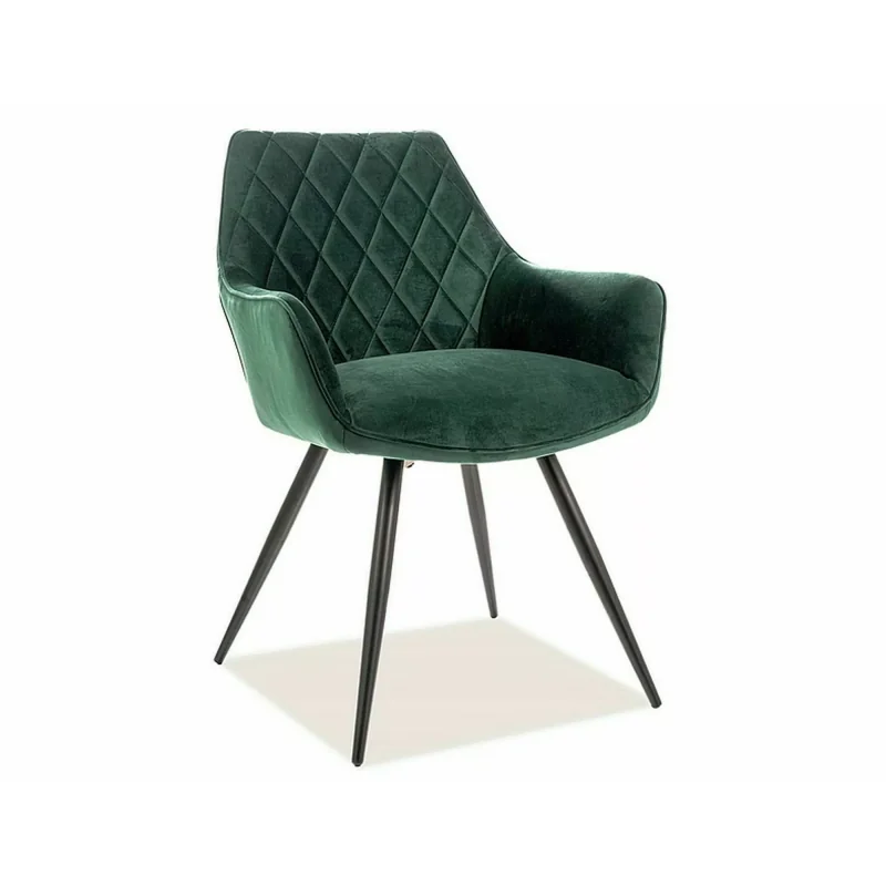 Chair with armrests Linea with green velvet 57 x 58 x 87cm
