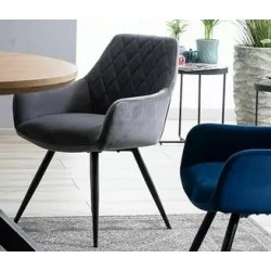 Καρέκλα με μπράτσα Linea σε γκρι βελούδο 57 x 58 x 87cm