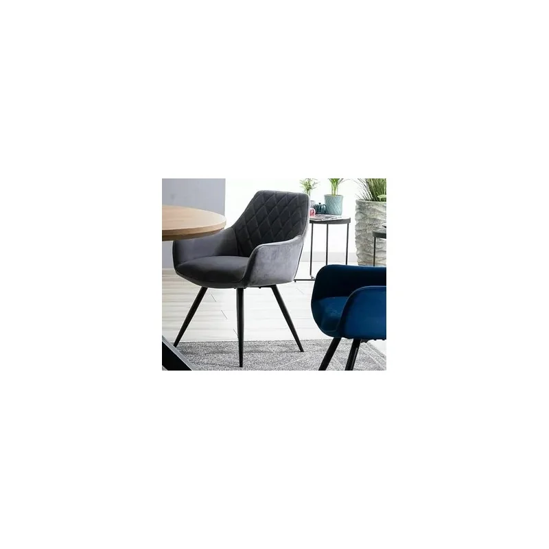 Chair with armrests Linea with grey velvet 57 x 58 x 87cm