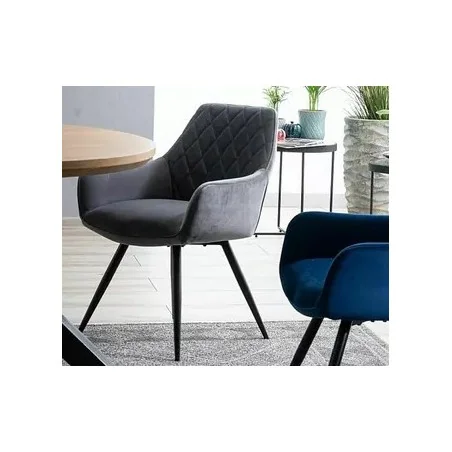 Chair with armrests Linea with grey velvet 57 x 58 x 87cm