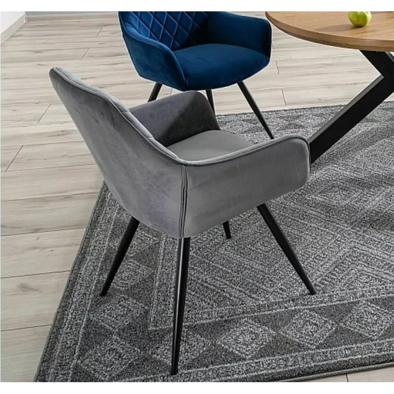 Chair with armrests Linea with grey velvet 57 x 58 x 87cm