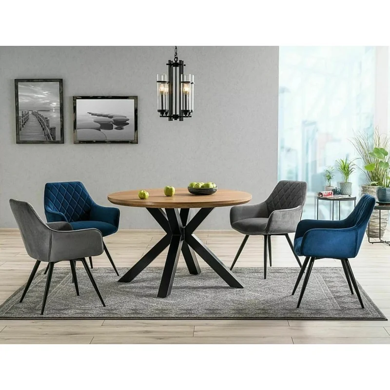 Chair with armrests Linea with grey velvet 57 x 58 x 87cm