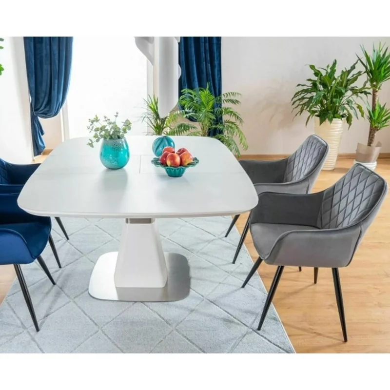 Chair with armrests Linea with grey velvet 57 x 58 x 87cm