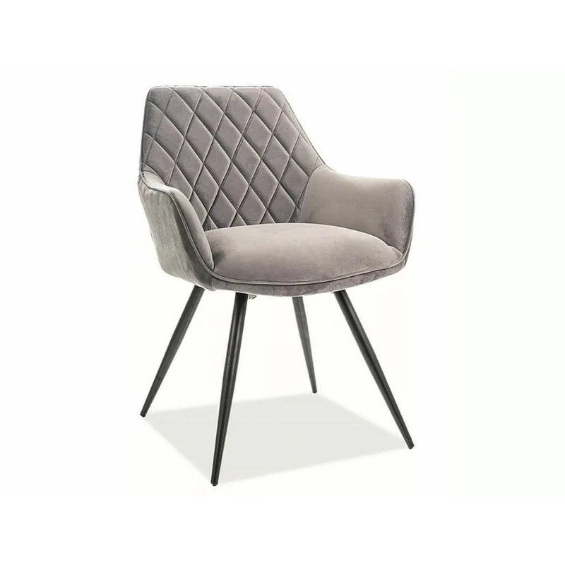 Καρέκλα με μπράτσα Linea σε γκρι βελούδο 57 x 58 x 87cm