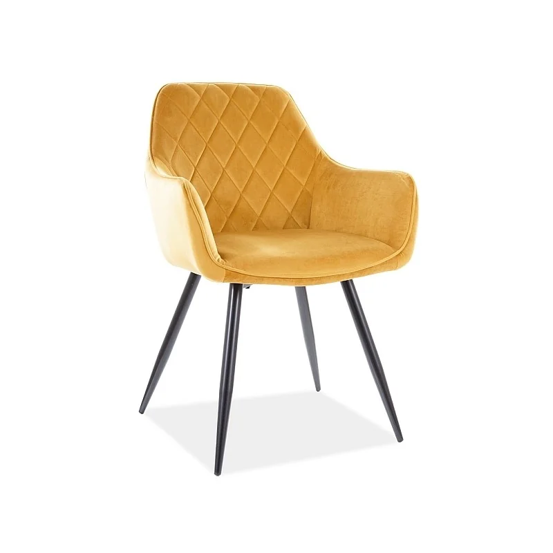 Καρέκλα με μπράτσα Linea σε χρυσαφί βελούδο 57 x 58 x 87cm