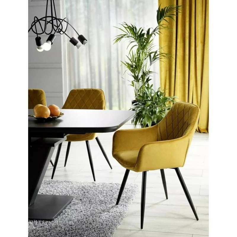 Καρέκλα με μπράτσα Linea σε χρυσαφί βελούδο 57 x 58 x 87cm