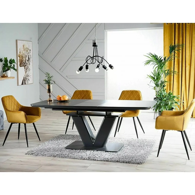 Καρέκλα με μπράτσα Linea σε χρυσαφί βελούδο 57 x 58 x 87cm
