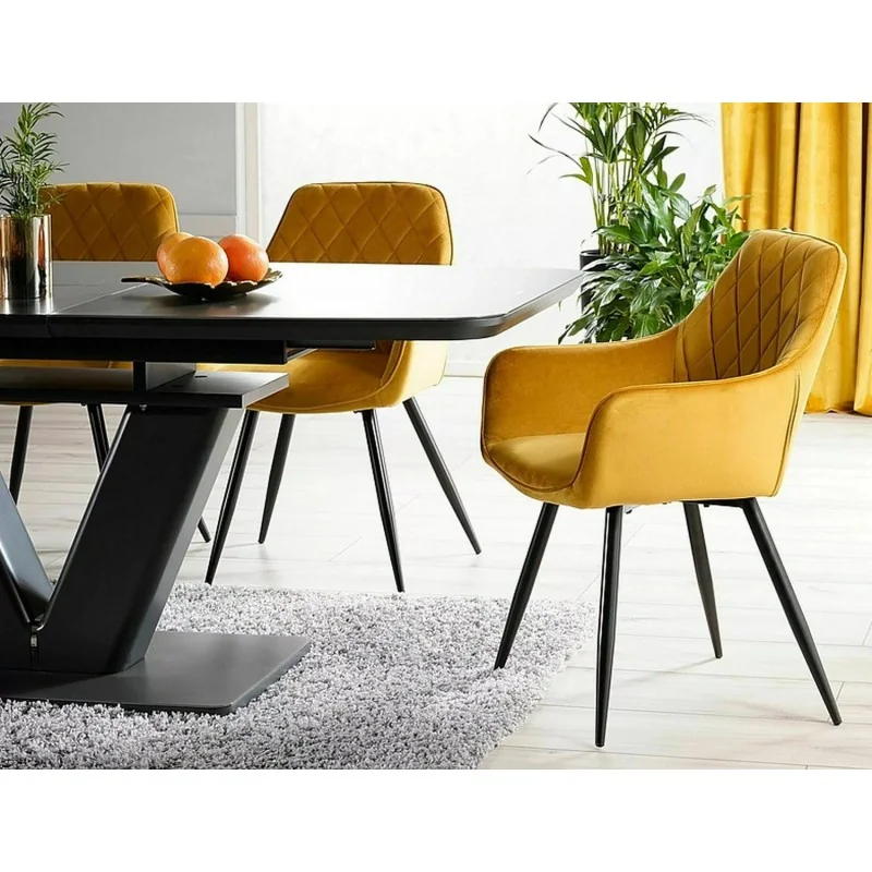 Καρέκλα με μπράτσα Linea σε χρυσαφί βελούδο 57 x 58 x 87cm