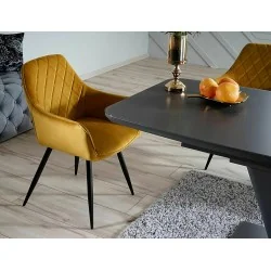 Chair with armrests Linea with goldish velvet 57 x 58 x 87cm