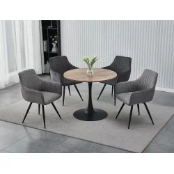 Swivel Chair Ballo with armrests in dark grey color fabric 57x58x87cm