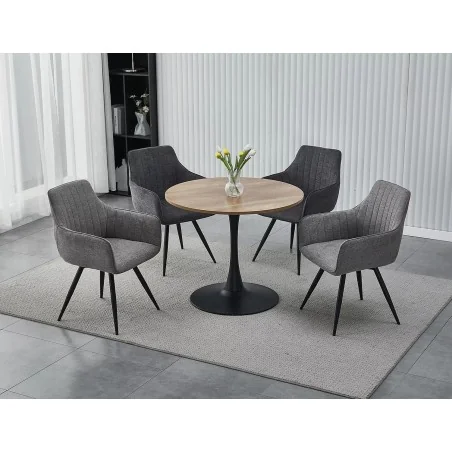 Swivel Chair Ballo with armrests in dark grey color fabric 57x58x87cm