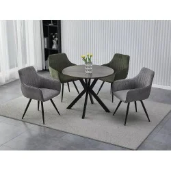 Swivel Chair Ballo with armrests olive green color fabric 57x58x87cm