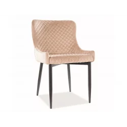 Chair Colin upholstered with beige color velvet 52 x 61 x 82cm
