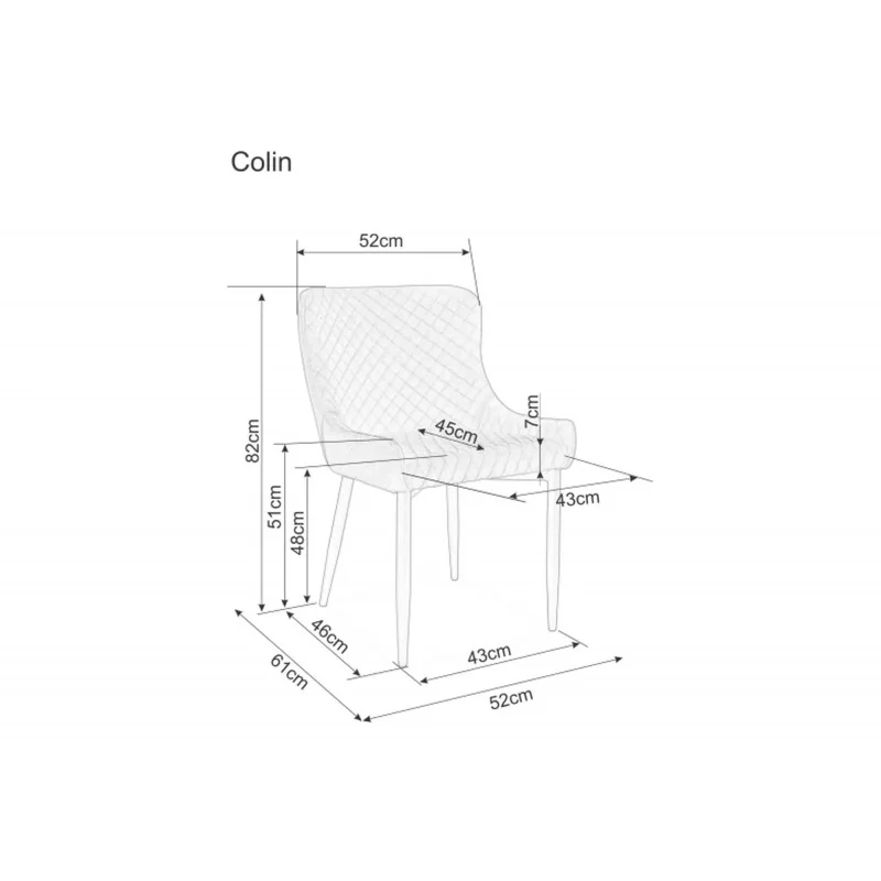 Chair Colin upholstered with beige color velvet 52 x 61 x 82cm