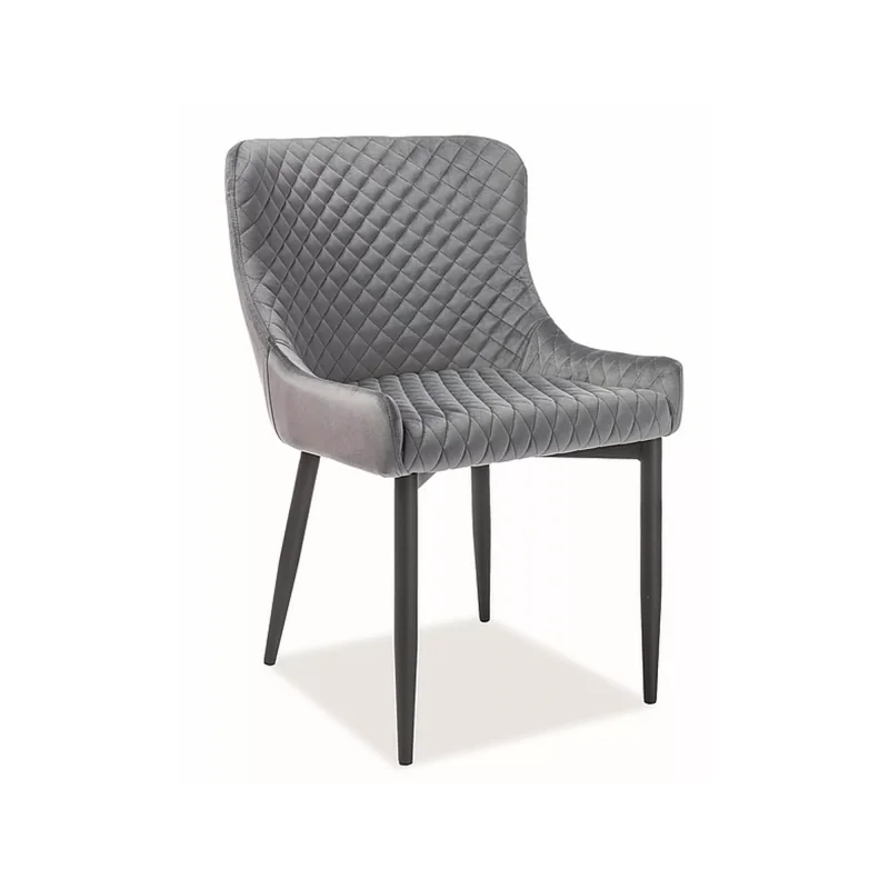Chair Colin upholstered with grey color velvet 52 x 61 x 82cm