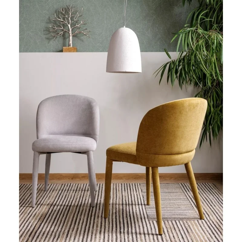 Chair Tino upholstered with fabric in light grey color 50 x 50 x 80cm