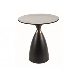 Side table Gemini round metal base & white ceramic top Ø50 x 55cm