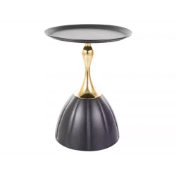 Side table Piana round gold & black metal base and top Ø40 x 50cm