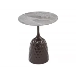 Side table Mutti round antique bronze base & grey ceramic top Ø50x60cm