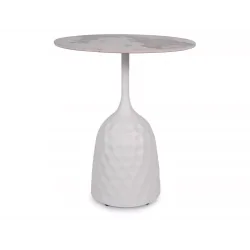 Side table Salo High round white base & ceramic top Ø50 x 60cm