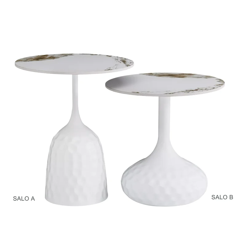 Side table Salo Low round white base & ceramic top Ø50 x 50cm