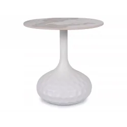 Side table Salo Low round white base & ceramic top Ø50 x 50cm