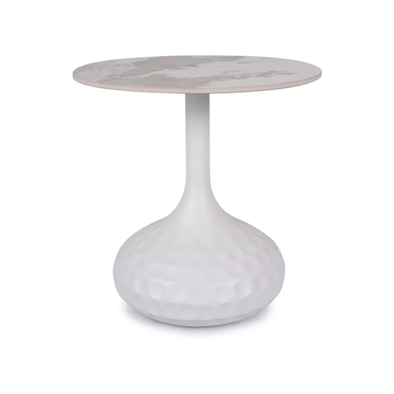 Side table Salo Low round white base & ceramic top Ø50 x 50cm