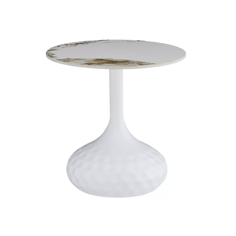 Side table Salo Low round white base & ceramic top Ø50 x 50cm