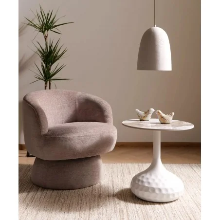 Side table Salo Low round white base & ceramic top Ø50 x 50cm