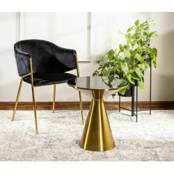 Side table Seti round brass with black glass top Ø50 x 55cm