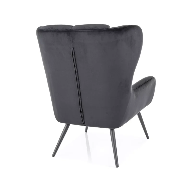 Armchair Louis black velvet with black metal legs 75 x 87 x 91cm