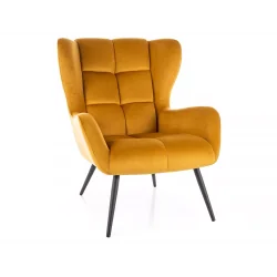 Armchair Louis goldish velvet with black metal legs 75 x 87 x 91cm