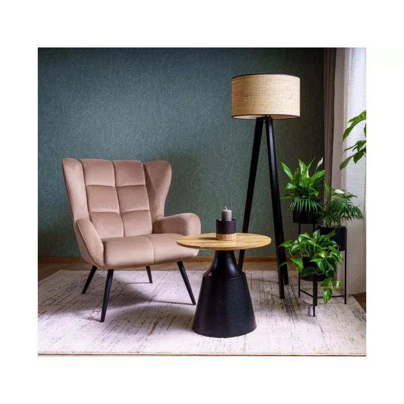 Coffee table Itaka Wood set 2 pieces metal base & wooden top 130x70cm