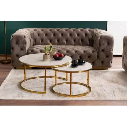 Coffee table Portafino set 2 pieces ceramic marble effect 80-140x80cm