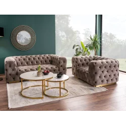 Coffee table Portafino set 2 pieces ceramic marble effect 80-140x80cm