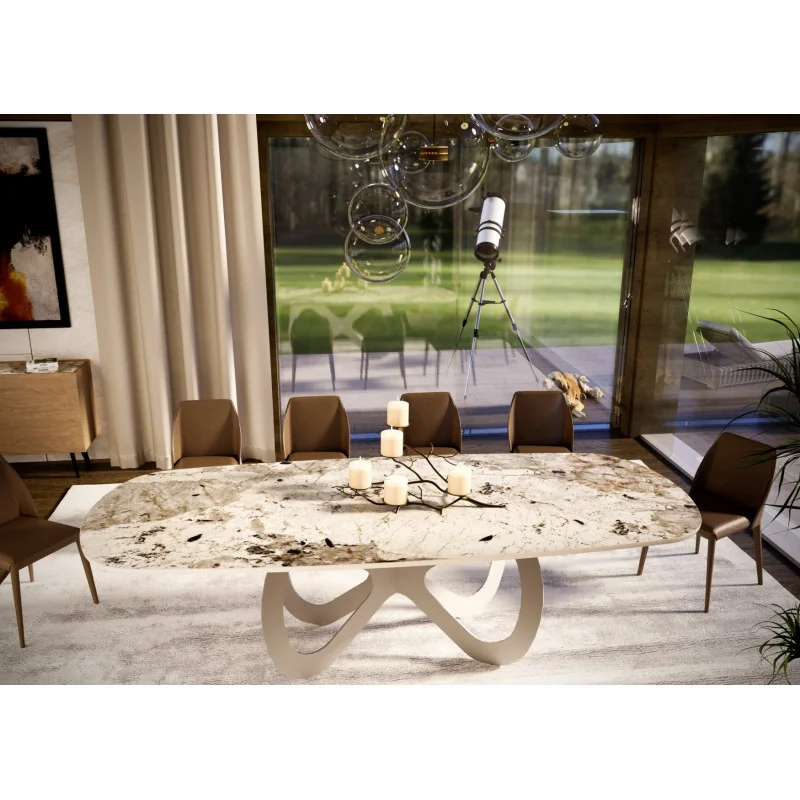 Dining table Endless Quartz stone barel shape 200x106 220x110 240x114