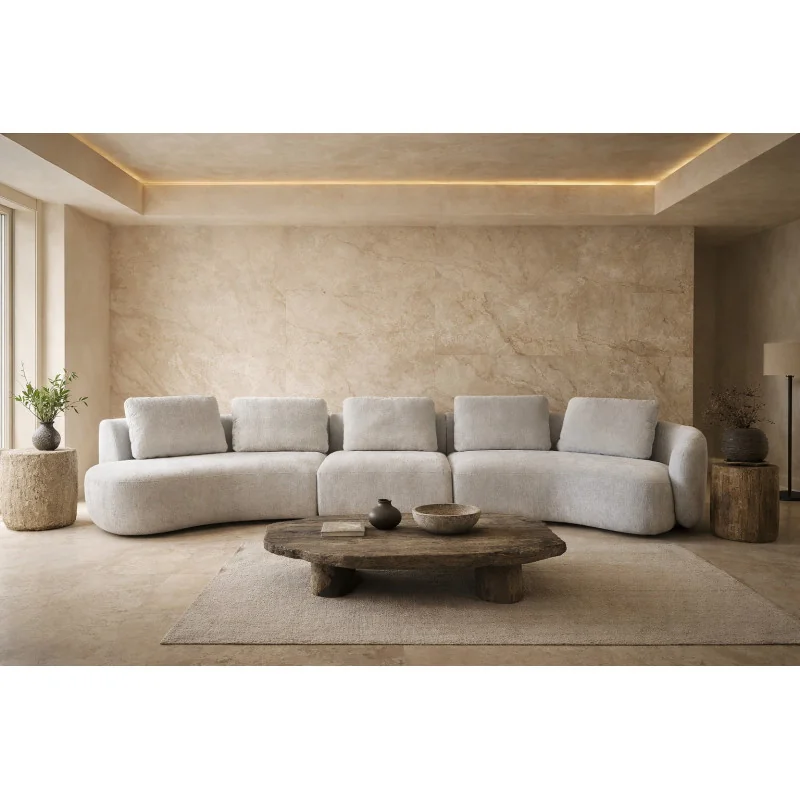 Corner Sofa Domani Curved 45º Eliptical End by E. Marti 420 x 145cm