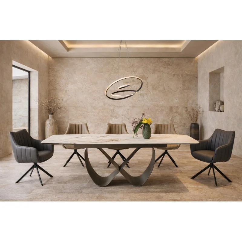Extendable dining table Infinity ceramic white top 160(200/240)x95cm