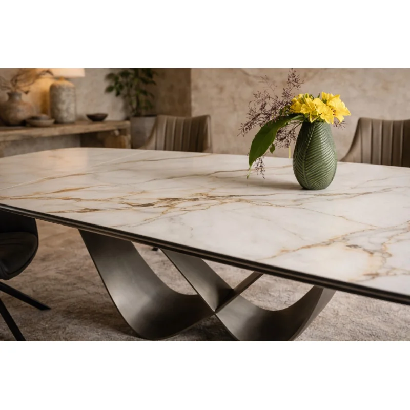 Extendable dining table Infinity ceramic white top 160(200/240)x95cm