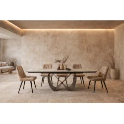 Extendable dining table Infinity ceramic white top 160(200/240)x95cm