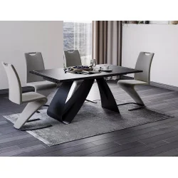 Extendable dining table Diuna ceramic black 160(200/240) x 90cm