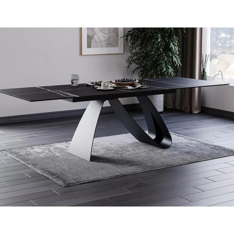 Extendable dining table Diuna ceramic black 160(200/240) x 90cm