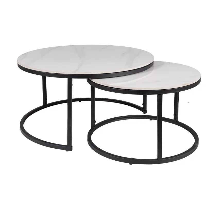 Coffee table Ferrante Glossy Ceramic marble effect set/2pcs 80-140x80