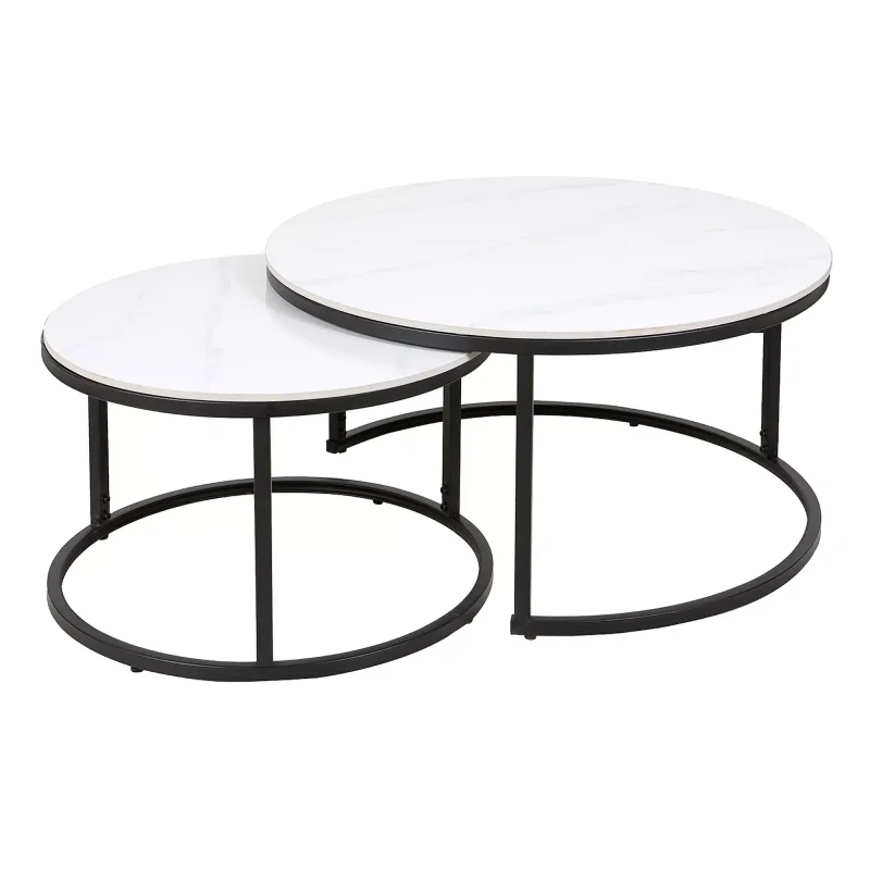 Coffee table Ferrante Glossy Ceramic marble effect set/2pcs 80-140x80