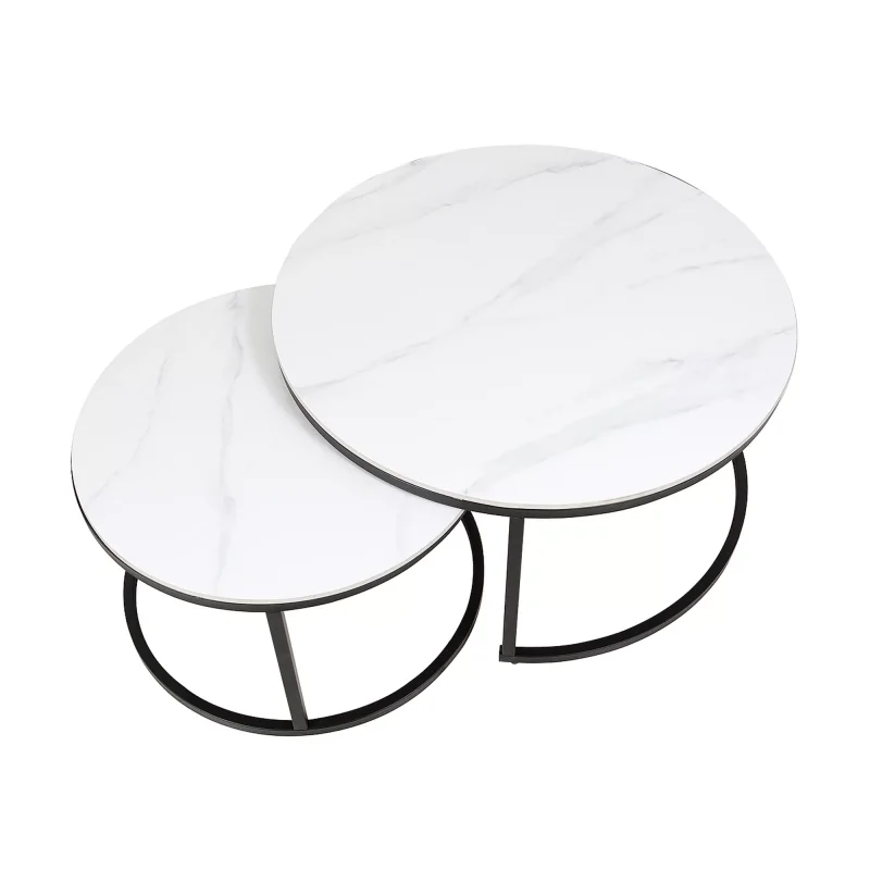 Coffee table Ferrante Glossy Ceramic marble effect set/2pcs 80-140x80